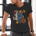 Pitbull Floral Dog Lover Vintage Flower Art Pitbull Mom Dad Men's V-Neck T-Shirt