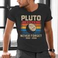 Pluto Never Forget Space Nostalgia Astronomy Humor Men's V-Neck T-Shirt
