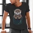 Pocket Otter Lover Introvert Cute Animal Fun Surprise Men's V-Neck T-Shirt