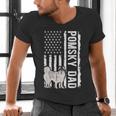 Pomsky Dad American Flag Pomsky Owner Pomsky Lover Men's V-Neck T-Shirt