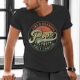 Pops Like a Grandpa Only Cooler Vintage Retro Pops Dad Men's V-Neck T-Shirt