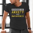Powered By Anxiety And Awkwardness Social Anxiety Introverts Men's V-Neck T-Shirt