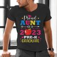 Proud Aunt Of 2023 Pre-K Graduate Senior Graduation Matching Men's V-Neck T-Shirt