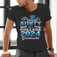 Proud Aunty Of 2024 College Graduate Family 24 Graduation Men's V-Neck T-Shirt