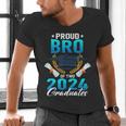 Proud Brother Of Two 2024 Graduates Twin Family Graduation Men's V-Neck T-Shirt