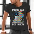 Proud Dad Of The Toughest Boy Autism Awareness Father Autism Men's V-Neck T-Shirt
