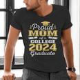 Proud Mom Of 2024 College Graduate Family 24 Graduation Men's V-Neck T-Shirt