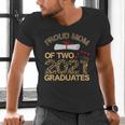 Proud Mom Of Two 2021 Graduates Twin Mama Graduation Leopard Men's V-Neck T-Shirt