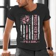 Proud New Dad New Girl Baby First Fathers Day American Flag Men's V-Neck T-Shirt