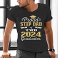 Proud Step Dad Of Two 2024 Graduate Class 2024 Graduation Men's V-Neck T-Shirt