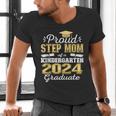 Proud Step Mom Of Kindergarten Graduate 2024 Graduation Step Men's V-Neck T-Shirt