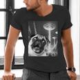 Pug Alien UFO Taking a Selfie Dog Mom Dad Men's V-Neck T-Shirt