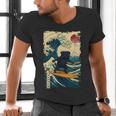 Pug Japanese Kanagawa Wave Surfing Japan Mom Dad Kids Men's V-Neck T-Shirt