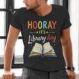 Reading Books Bibliophile Hooray It's Library Day Men's V-Neck T-Shirt