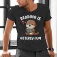 Reading Is Otterly Fun Otter Bookworm Book Lover Librarian Men's V-Neck T-Shirt Reading Is Otterly Fun Otter Bookworm Book Lover Librarian Men's V-Neck T-Shirt