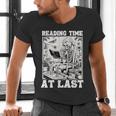 Reading Time At Last Book Lover Introvert Skeleton Reading Men's V-Neck T-Shirt Reading Time At Last Book Lover Introvert Skeleton Reading Men's V-Neck T-Shirt