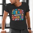 Reads Across Tee America Books Reader Reading Teacher Men's V-Neck T-Shirt