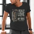 I Really Love It When My Wife Lets Me Go Hunting Dad Men's V-Neck T-Shirt