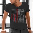 Retro Dad World's Best Farter I Mean Father Vintage Flag Usa Men's V-Neck T-Shirt