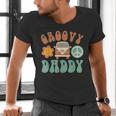 Retro Groovy Daddy Matching Family Birthday Party Men's V-Neck T-Shirt