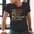 Retro Husband Father Hero Protector Legend Father Day Dad Men's V-Neck T-Shirt Retro Husband Father Hero Protector Legend Father Day Dad Men's V-Neck T-Shirt