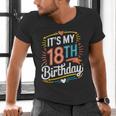 Retro It's My 18th Birthday Boho Nostalgia Women Kids Men's V-Neck T-Shirt