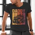 Retro Monster Truck Daddy Matching Family Birthday Party Men's V-Neck T-Shirt