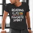 Retro Reading Is My Favorite Sport Baseball World Book Day Men's V-Neck T-Shirt