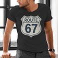 Retro Route 67 Highway Sign Vintage Road Nostalgia Men's V-Neck T-Shirt Retro Route 67 Highway Sign Vintage Road Nostalgia Men's V-Neck T-Shirt