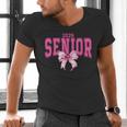 Retro Senior 2026 Class Of 2026 Coquette Pink Bow Graduation Men's V-Neck T-Shirt