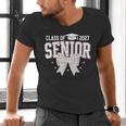 Retro Senior 2027 Girl Coquette Bow Class Of 2027 Graduation Men's V-Neck T-Shirt