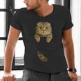 Scottish Fold Cat Pocket Cat Mom Cat Dad Cat Lover Men's V-Neck T-Shirt Scottish Fold Cat Pocket Cat Mom Cat Dad Cat Lover Men's V-Neck T-Shirt