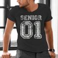 Senior 01 Class Of 2001 Retro College High School Graduation Men's V-Neck T-Shirt