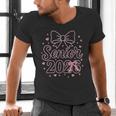 Senior 2026 Class Of 2026 Coquette Pink Bow Graduation Men's V-Neck T-Shirt