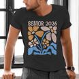 Senior 2026 Retro Groovy Flowers Graduation Men's V-Neck T-Shirt