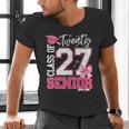 Senior 2027 Class Of 2027 Pink Coquette Bow Graduation Girl Men's V-Neck T-Shirt