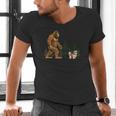 Shih Tzu Bigfoot Dog Walking Mom Dad Kids Men's V-Neck T-Shirt