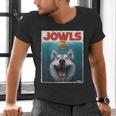 Siberian Husky Jowls Sled Dog Mom Top Alaskan Dog Dad Men's V-Neck T-Shirt