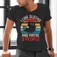 I Like Sloths And Maybe 3 People Sloth Lover Introvert Retro Men's V-Neck T-Shirt