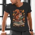Squirrel Reading Book Lovers Fall Leaves Library Books Men's V-Neck T-Shirt Squirrel Reading Book Lovers Fall Leaves Library Books Men's V-Neck T-Shirt