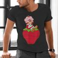 Strawberry Shortcake Sitting On Strawberry Retro Nostalgia Men's V-Neck T-Shirt