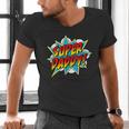 Super Daddy Comic Book Superhero Father's Day Men's V-Neck T-Shirt Super Daddy Comic Book Superhero Father's Day Men's V-Neck T-Shirt