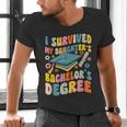 i Survived My Daughter's Bachelors Degree Groovy Graduation Men's V-Neck T-Shirt