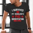 I Survived My Husband's PHD Dissertation Graduation Men's V-Neck T-Shirt