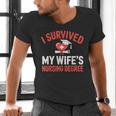 I Survived My Wife's Nursing Degree Rn Graduation Nurse Men's V-Neck T-Shirt