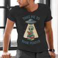Teacher Alien Books UFO Reading Take Me To Your Reader Men's V-Neck T-Shirt Teacher Alien Books UFO Reading Take Me To Your Reader Men's V-Neck T-Shirt