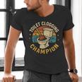 Toilet Clogging Champion Bathroom Humor Dad Jokes Men's V-Neck T-Shirt