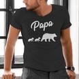 Twin Dad Papa Bear Two Cubs 2 Kids Men's V-Neck T-Shirt