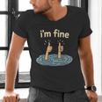 Two Thumbs Up I'm Fine Sarcastic Meme Introvert Humor Men's V-Neck T-Shirt