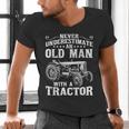 Never Underestimate An Old Man Tractor Farmer Dad Men's V-Neck T-Shirt